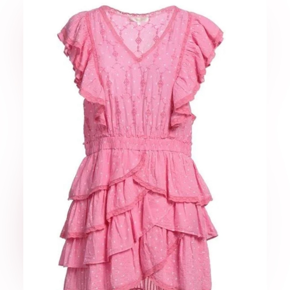 LOVESHACKFANCY PINK COTTON MINI DRESS SMALL